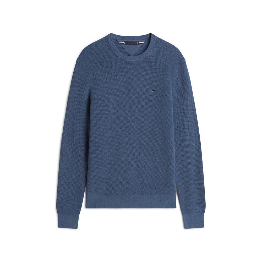 Tommy Hilfiger Flag Embroidery Textured Crew Neck Jumper